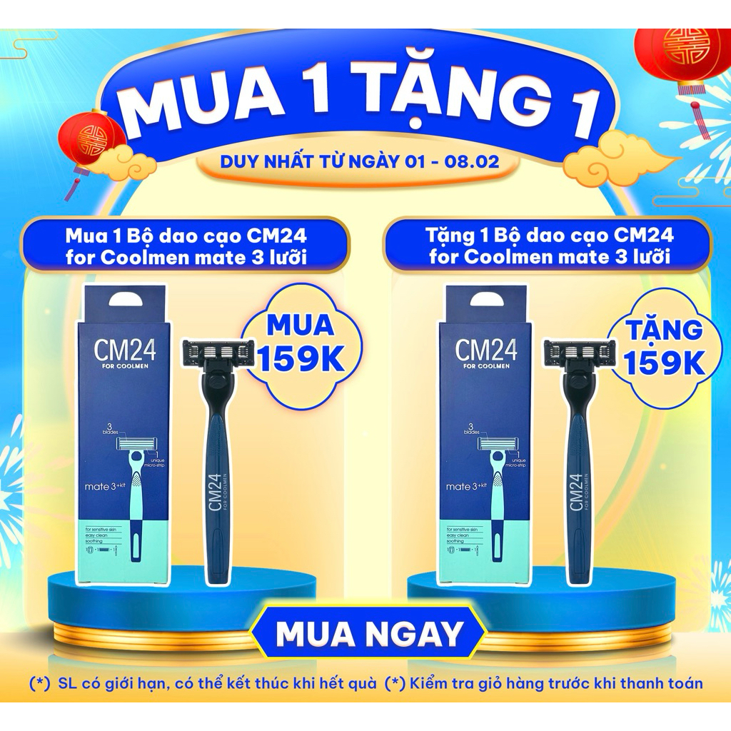 Set Cạo Râu Nam CM24 - Lưỡi Dao 5+1 Thép Thụy Điển Sắc Bén, Tay Cầm Chống Trượt, Cạo Mượt Mà & An To