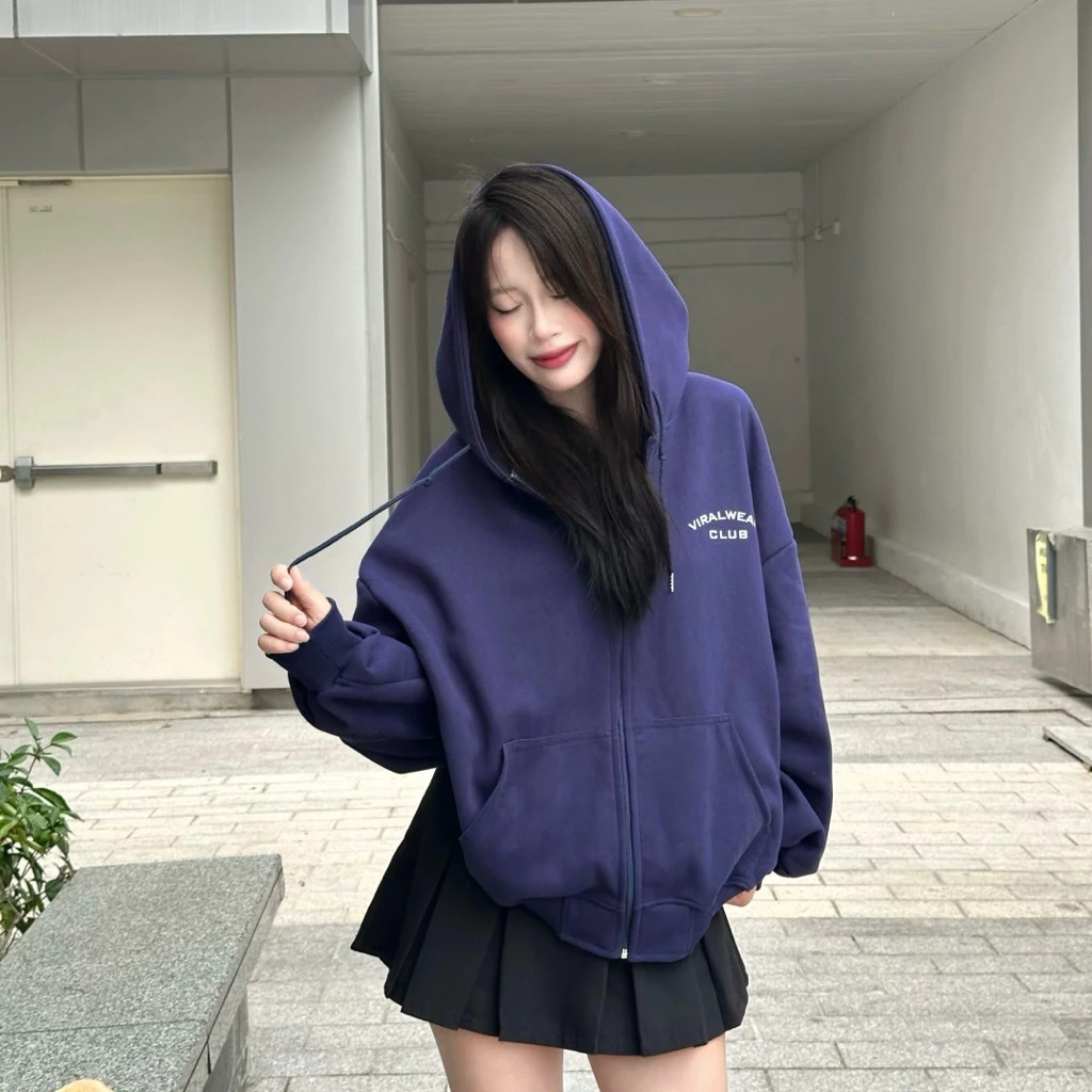 Áo Khoác Hoodie Zip In Lụa Viralwear Form Boxy Unisex Chất Nỉ 2 Da Cotton Dày Dặn, Mềm Mịn, Thoáng Khí Mặc Được Bốn Mùa | BigBuy360 - bigbuy360.vn