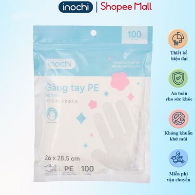 Túi 100 Cái Găng Tay PE Inochi Chống Thấm Nước – Bảo Vệ Da Tay Khi Nấu Ăn & Rửa Chén