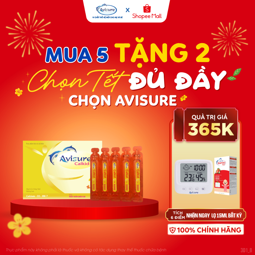 Avisure Calkid Canxi Cho Bé Hỗ Trợ Phát Triển Chiều Cao 30 ống