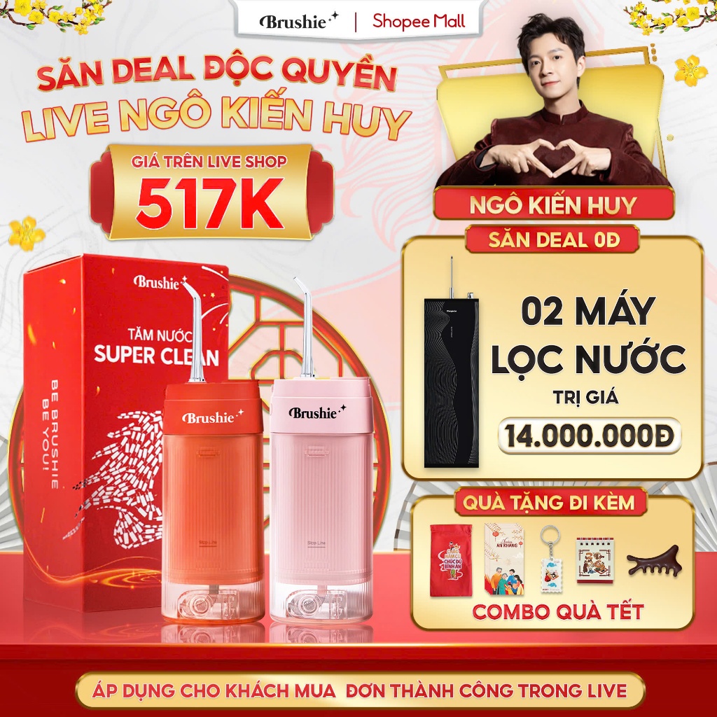 [GIÁ 517K LIVE NGÔ KIẾN HUY] Tăm nước Brushie Super Clean, Super Sonic, Flossie chính hãng phiên bản