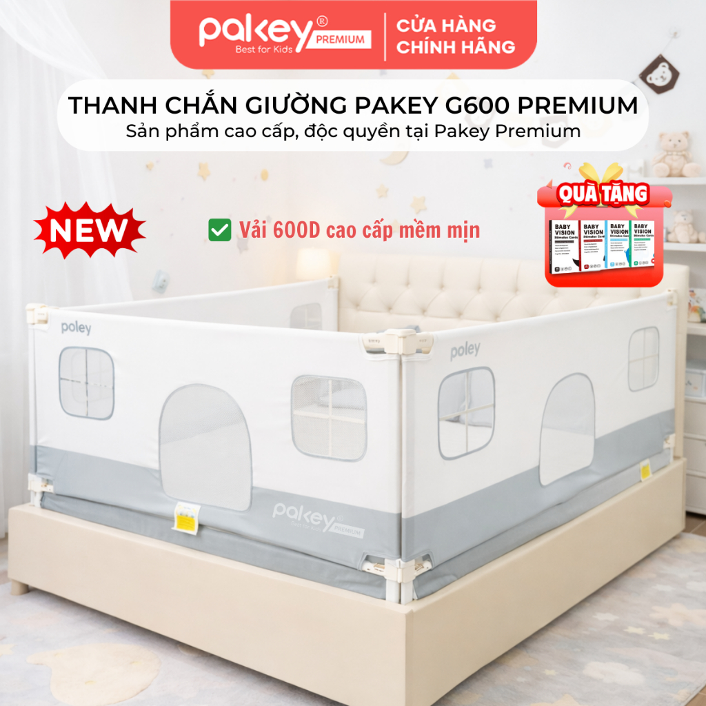 [CAO CẤP] Thanh Chắn Giường Cho Bé PAKEY G600, Chặn Giường Chất Liệu Cao Cấp An Toàn Cho Bé