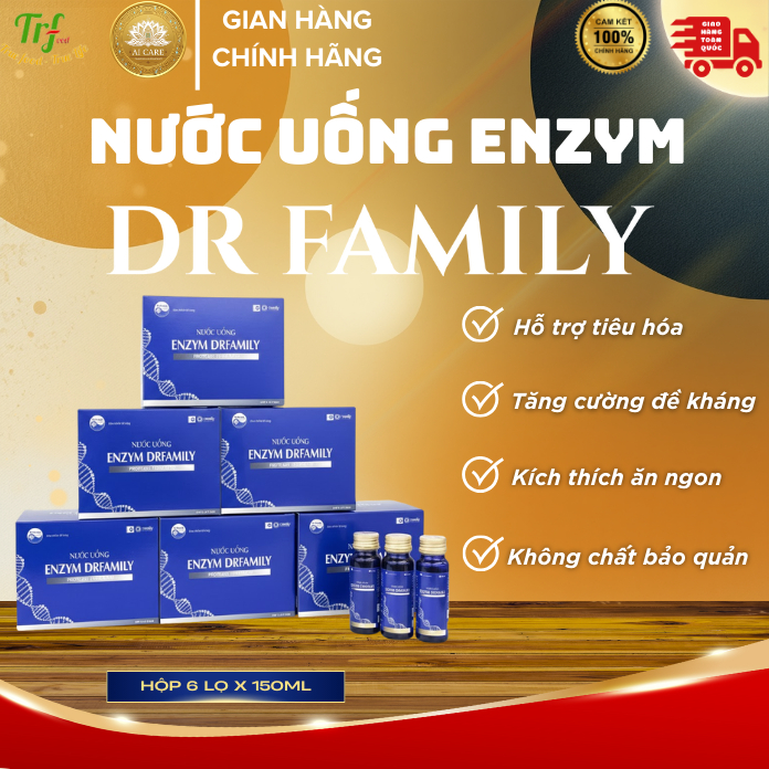 Nước Uống Enzym DrFamily - Bí Quyết Nhẹ Bụng, Tiêu Hóa Khỏe (Công Nghệ 5 Enzym) - Hộp 20 Gói / 6 Lọ