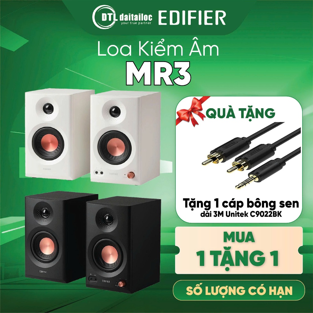 Loa Kiểm Âm Bluetooth EDIFIER MR3 ĐEN - TRẮNG I Chính Hãng I Bảo hành 12 tháng