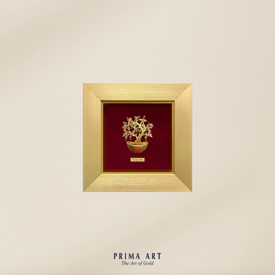 Tranh treo tường Mỹ Nghệ Phủ Vàng 24K PRIMA ART Cây Tài Lộc - Size 13.5x13.5cm- VCG-0148-01