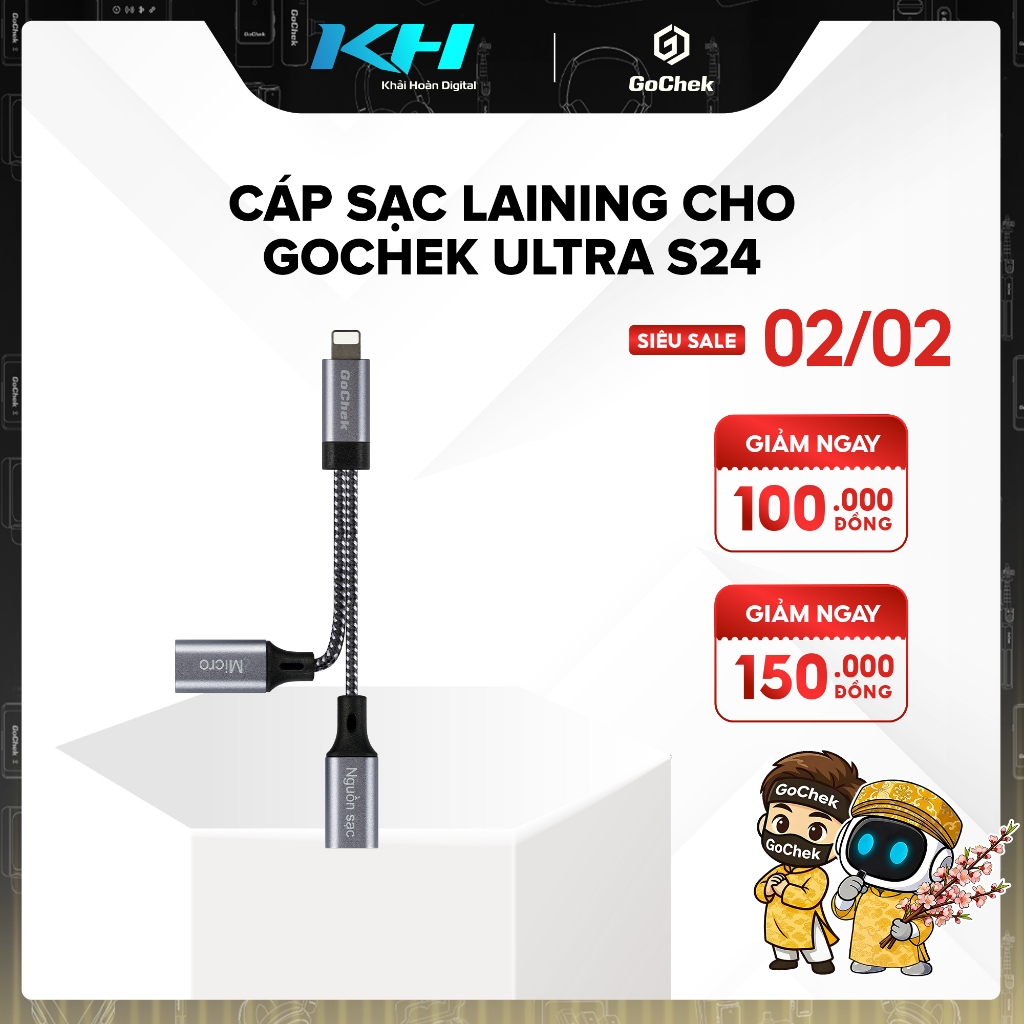 Cáp Chuyển Đổi Hỗ Trợ Sạc Và Mic GoChek – Thiết Kế Tiện Lợi, Quay Video/Livestream