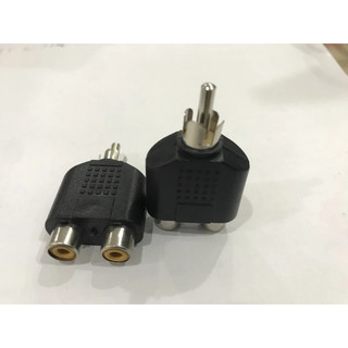 Rắc chia AV từ 1 ra 2 - Jack màu đen chia 1 đầu hoa sen đực ra 2 đầu hoa sen cái