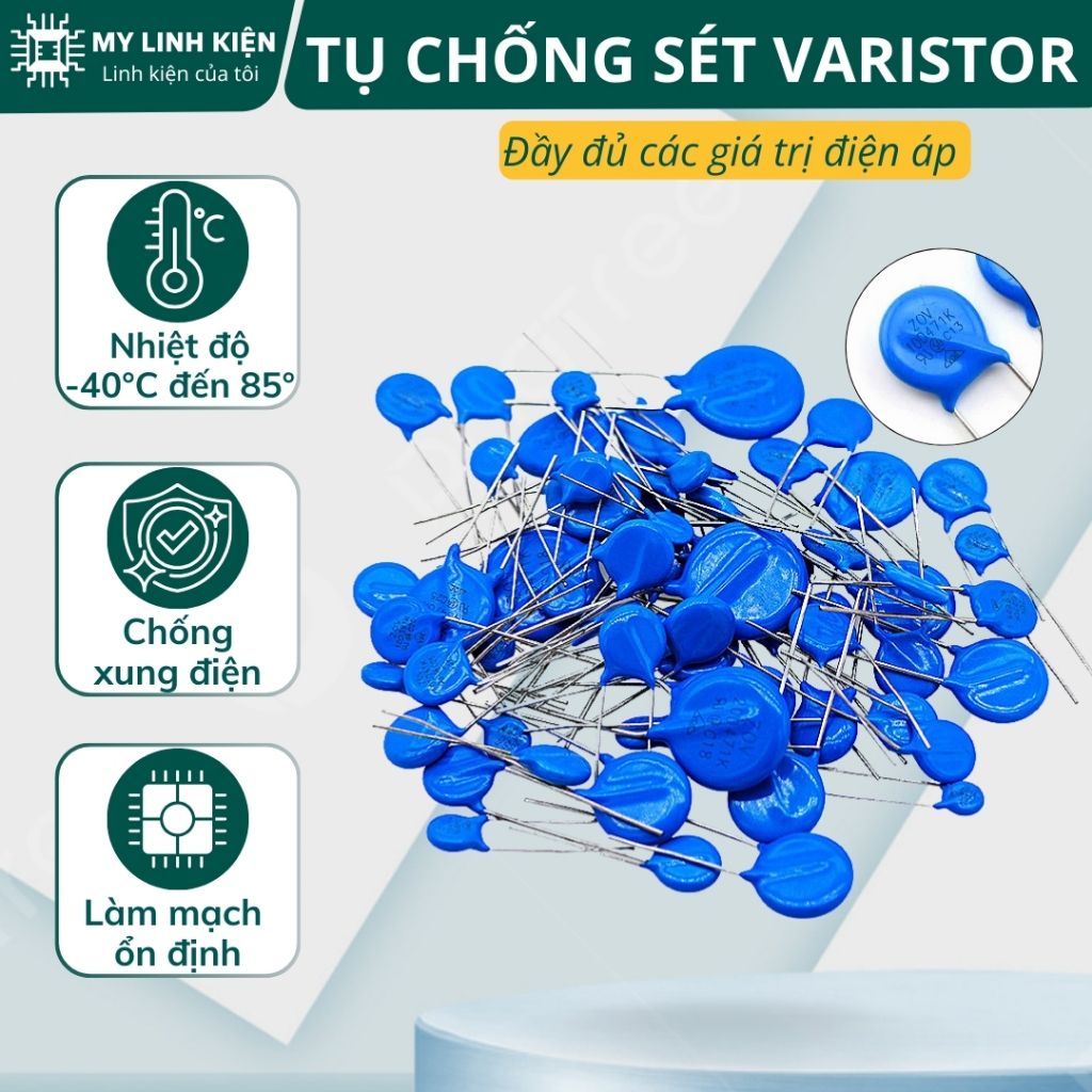Tụ chống sét Varistor 10D101K 10D151K 10D181K 10D201K 10D241K 10D271K chất lượng cao.