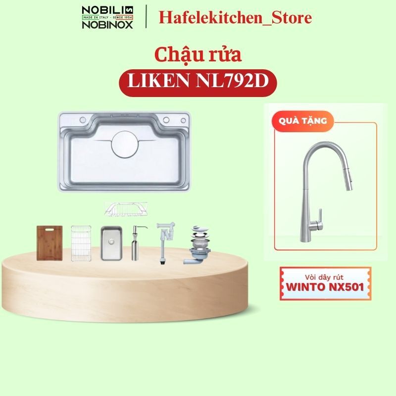 [Tặng vòi] Chậu rửa bát 1 hố Nobinox LIKEN NL792D Nobinox - Inox 304 Chống Ồn