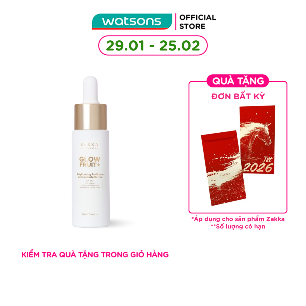 Tinh Chất Zakka Naturals Glow Fruit Brightening Concentrate Serum 20g