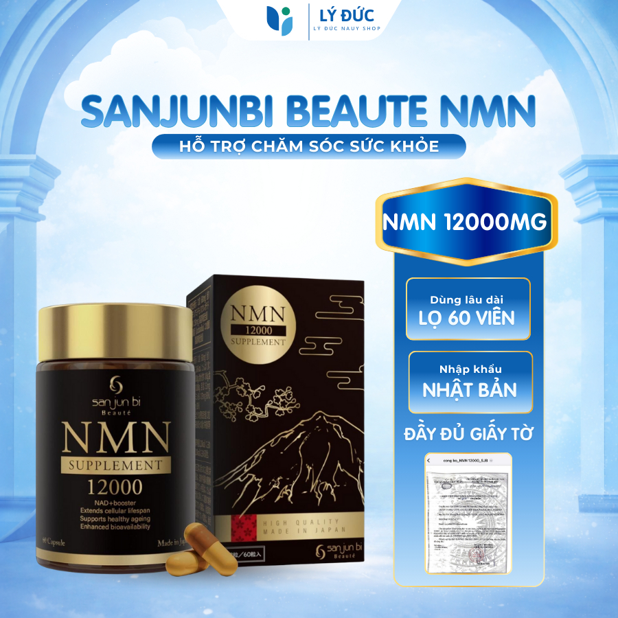 Viên uống SANJUNBI Beaute NMN Supplement 12000mg hỗ trợ chăm sóc sức khỏe và làn da 60 viên