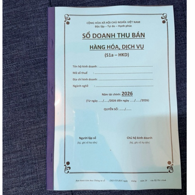 [CUỐN DÀY ]Sổ S1A-HKD Dưới 500tr/năm-Sổ ghi chép doanh thu bán hàng hóa dịch vụ cho HKD-Quyển cực dà