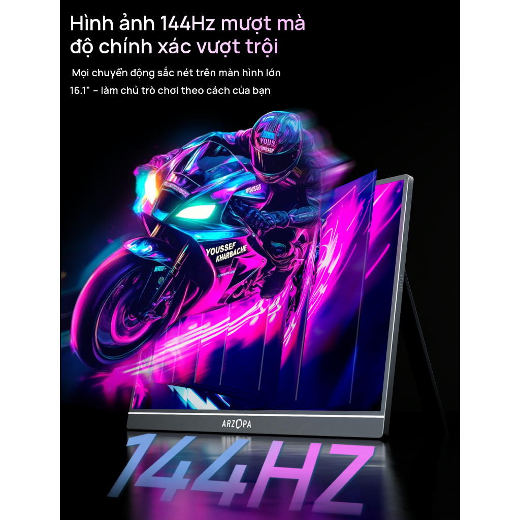 Màn Hình Chơi Game Di Động ARZOPA 16.1” FHD 144Hz HDR 100% sRGB – Màu Xám + Túi Đựng, Cho Laptop / PS5 / Xbox / Switch / | BigBuy360 - bigbuy360.vn