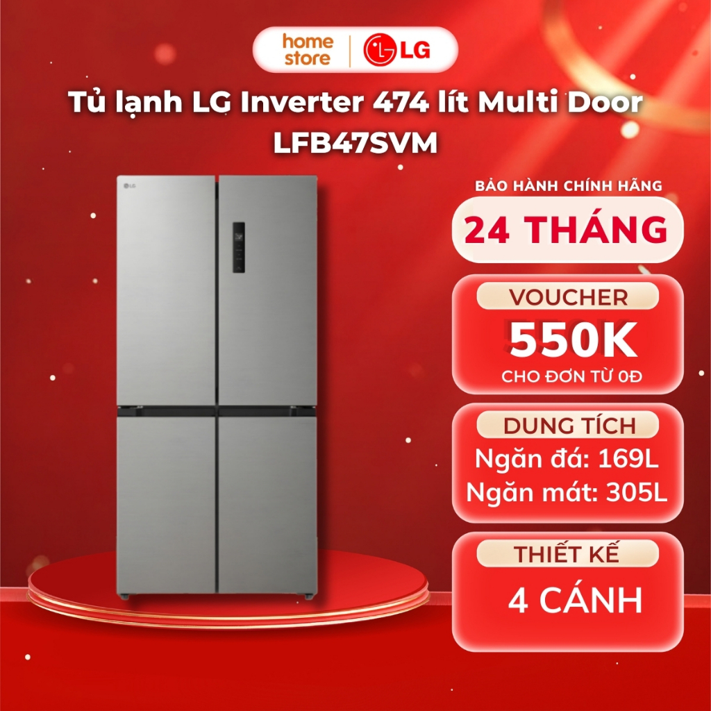 Tủ lạnh LG Inverter 474 lít Multi Door LFB47SVM
