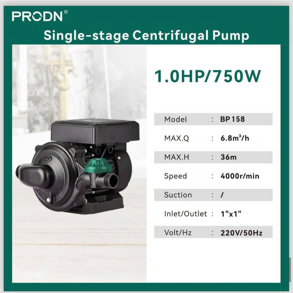Bơm Tăng Áp Biến Tần Prodn PB-130(0.37kW) / PB-148(0.55kW) / PB-158(0.75kW) -Không Tích Áp Đường Ống