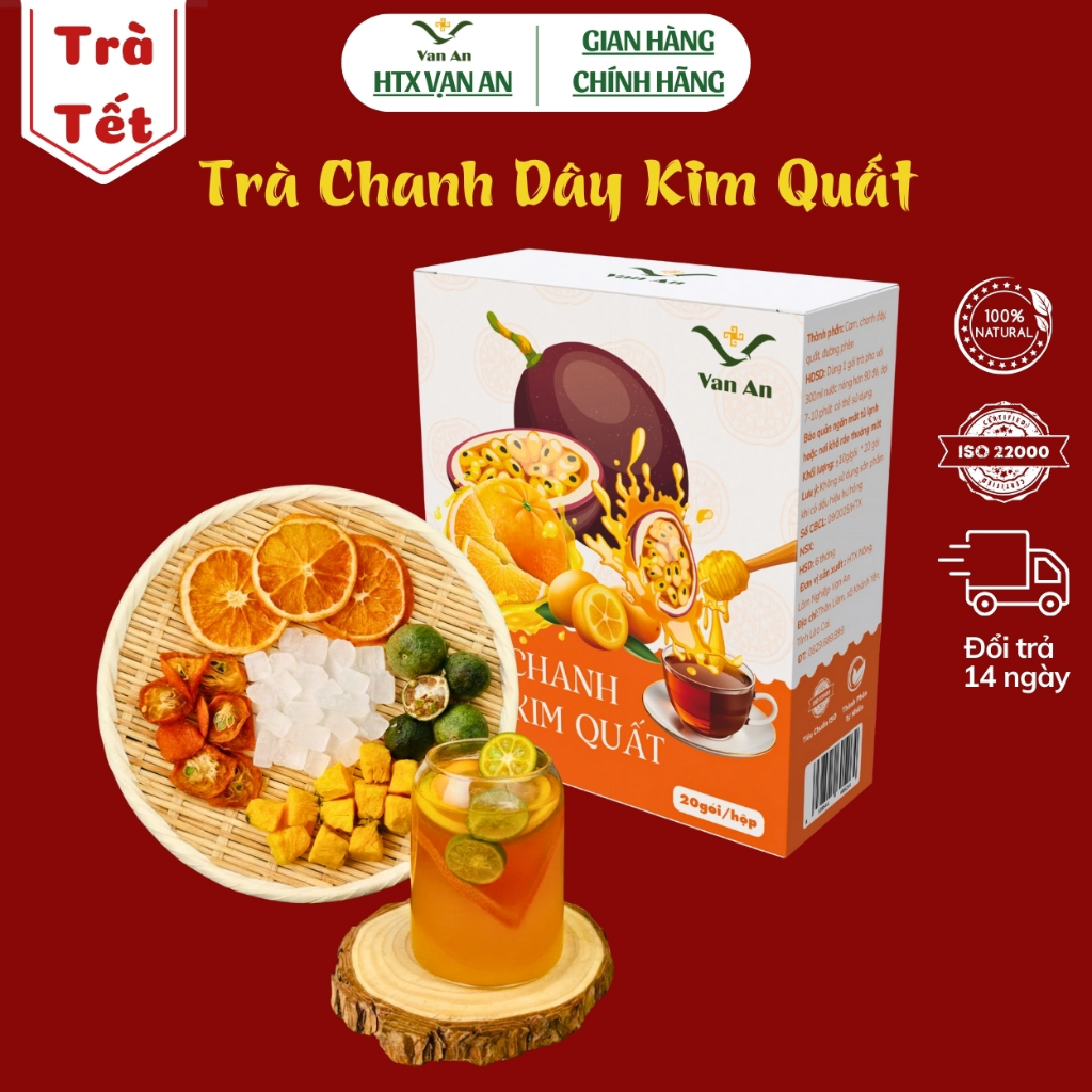 Trà Tết – Trà Chanh Dây Kim Quất Triệu Lộ Tư, Detox Trái Cây, Đẹp Da, Thanh Lọc Cơ Thể – HTX Vạn An