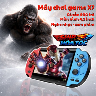 Máy chơi game cầm tay X7 900 trò chơi kinh điển, máy chơi game màn hình 4,3 inch huyền thoại bảo hành 12 tháng