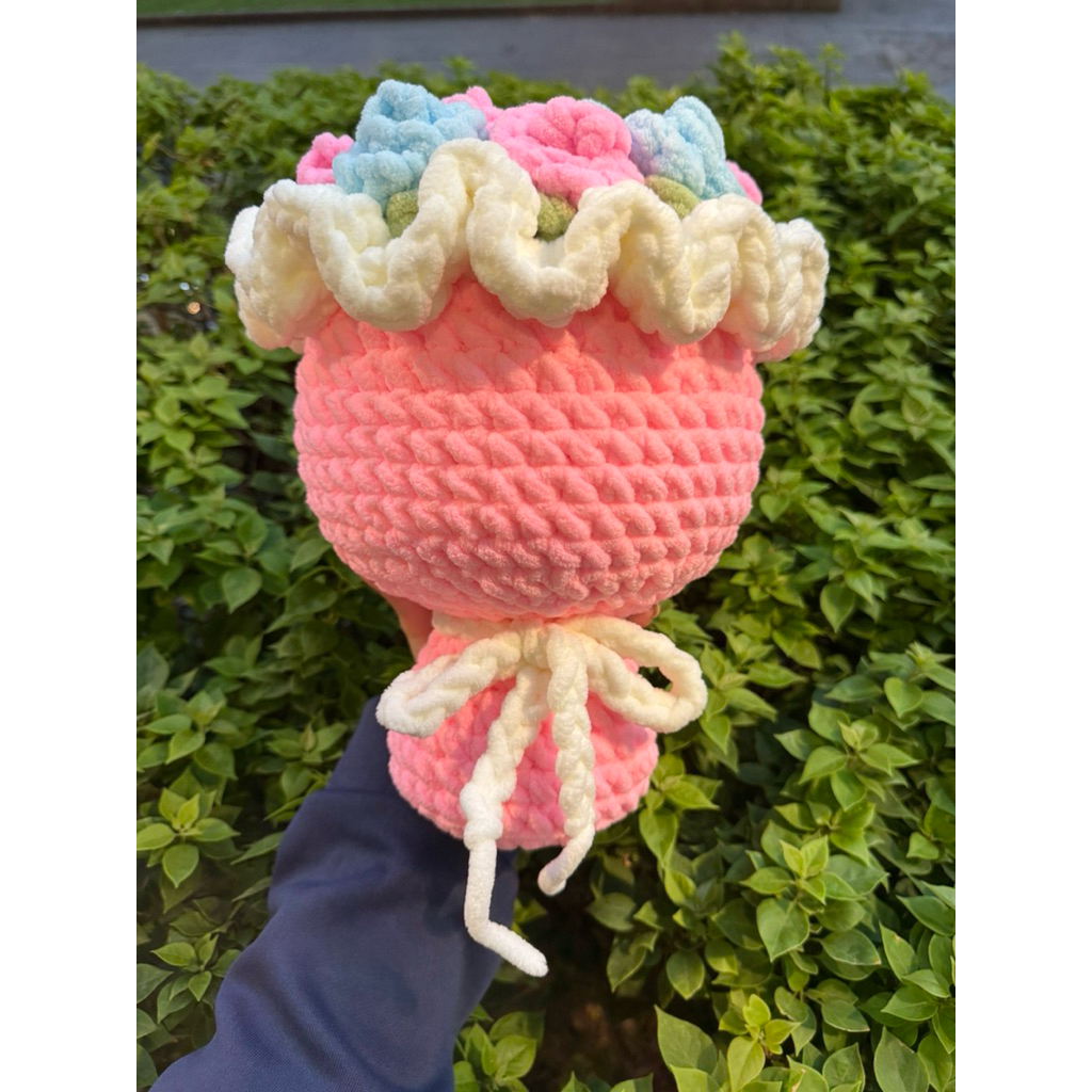 BÓ HOA LEN NHUNG HANDMADE – HOA LEN , Quà valentine , 8/3 , bó hoa len