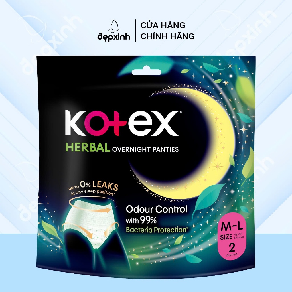 [GIFT] Băng vệ sinh dạng quần Kotex Herbal Overnight ML 2 miếng