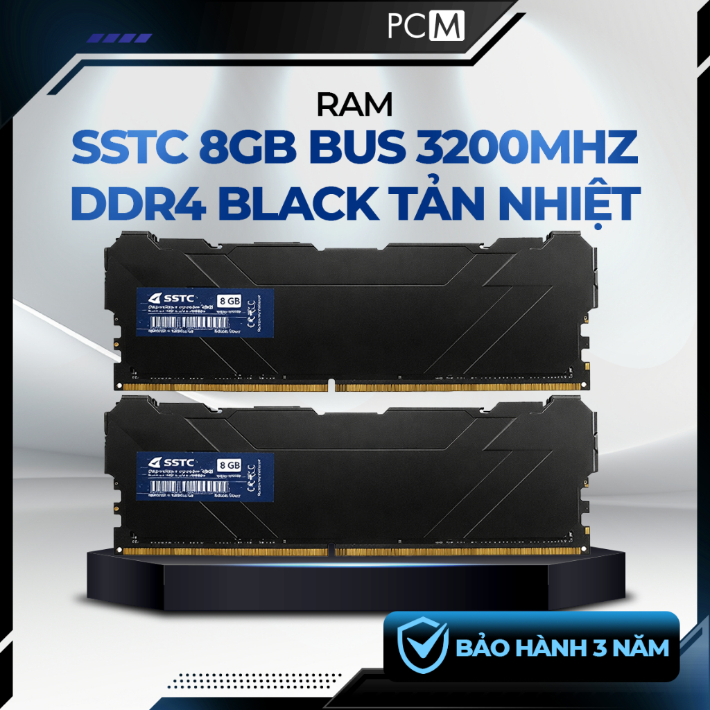 RAM SSTC DDR4 8GB | 16Gb 3200MHz CL22 Black Tản Nhiệt (U3200A-C22-8GB)