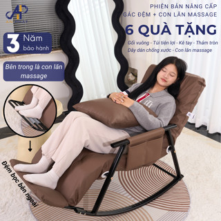 Ghế Bập Bênh Thư Giãn Đơn AN PHÁT Gác Chân Combo Đệm + Massage Đệm Memory Foam Cao Cấp Hàng Việt Nam Điều Chỉnh 5 Cấp Độ