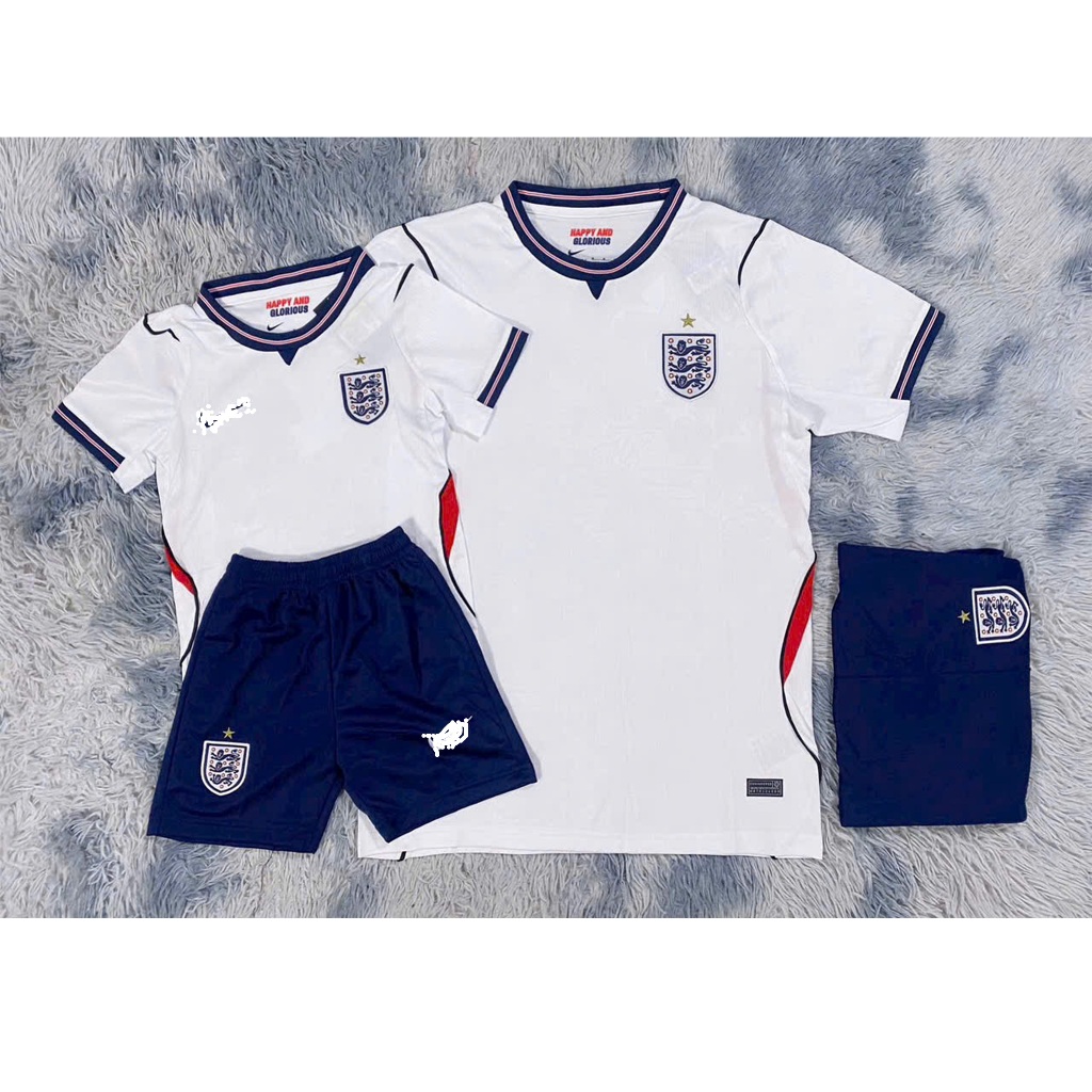[SUPER THÁI] Bộ quần áo bóng đá ĐT Anh trắng EURO vải mè Thái (45-95kg)