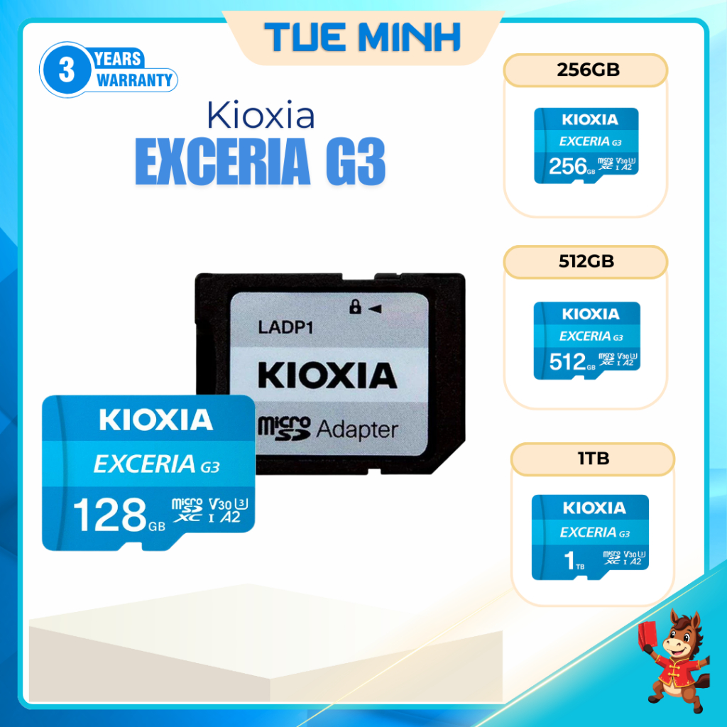Thẻ nhớ MicroSD KIOXIA Exceria G3, A2, U3, V30 160MB/s - Hàng phân phối chính hãng