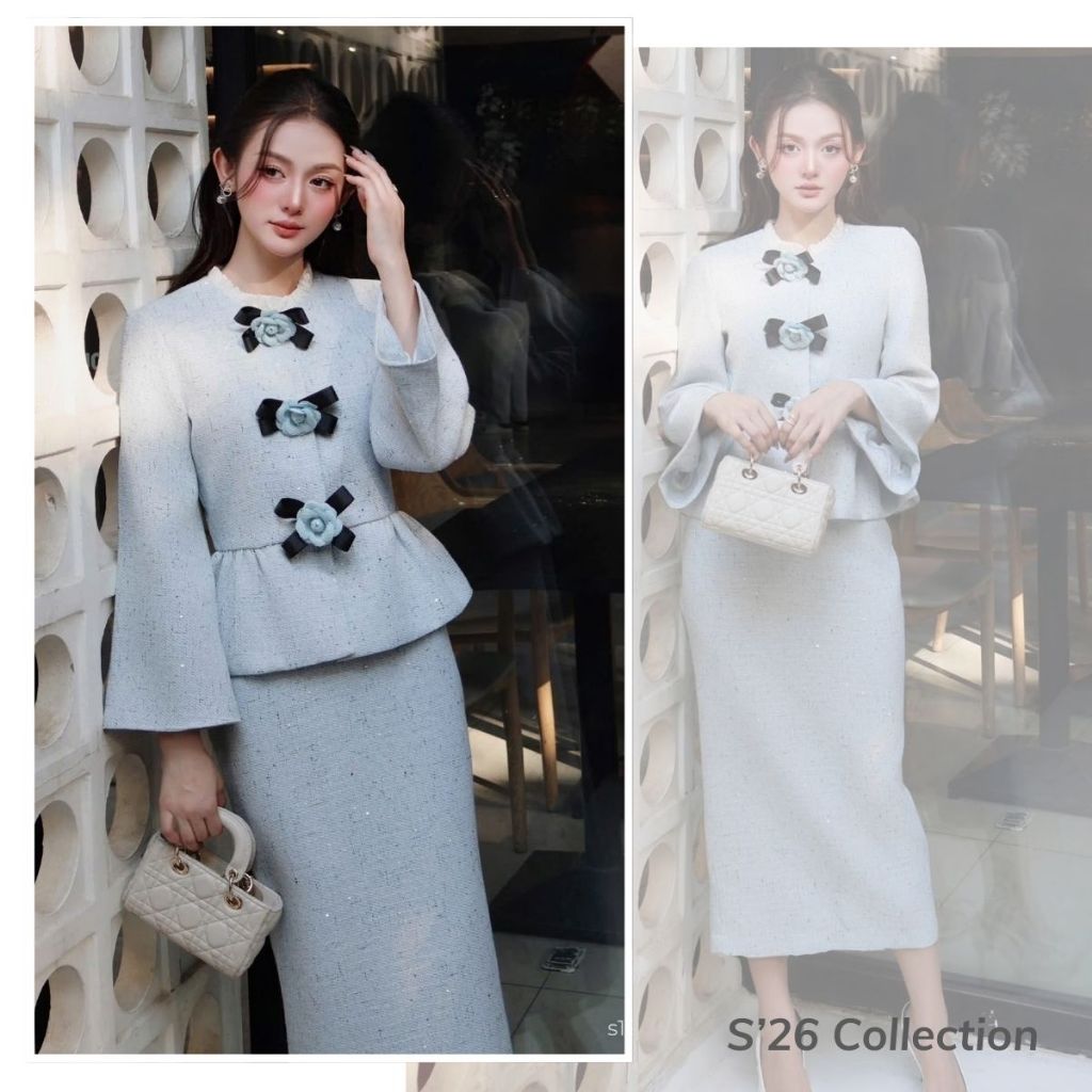 [Thiết Kế Độc Quyền] Set Dạ Tweed Xanh Mint Thanh Lịch, Thoải Mái, Chất Liệu Cao Cấp Lavish Design -