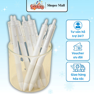 Bút Bi trắng Mực Đen Ngòi 0.5mm Thiết Kế Đơn Giản