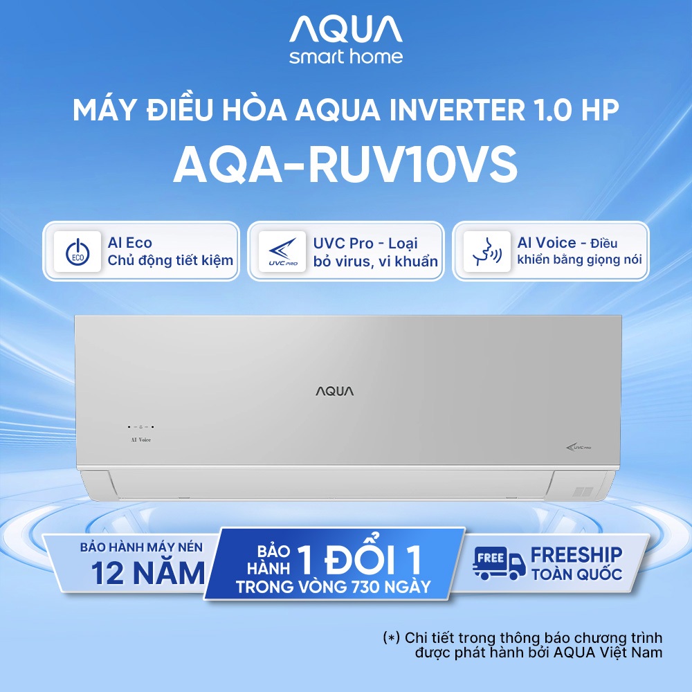 Máy lạnh / Điều hòa Aqua Inverter 1 HP AQA-RUV10VS - Freeship toàn quốc