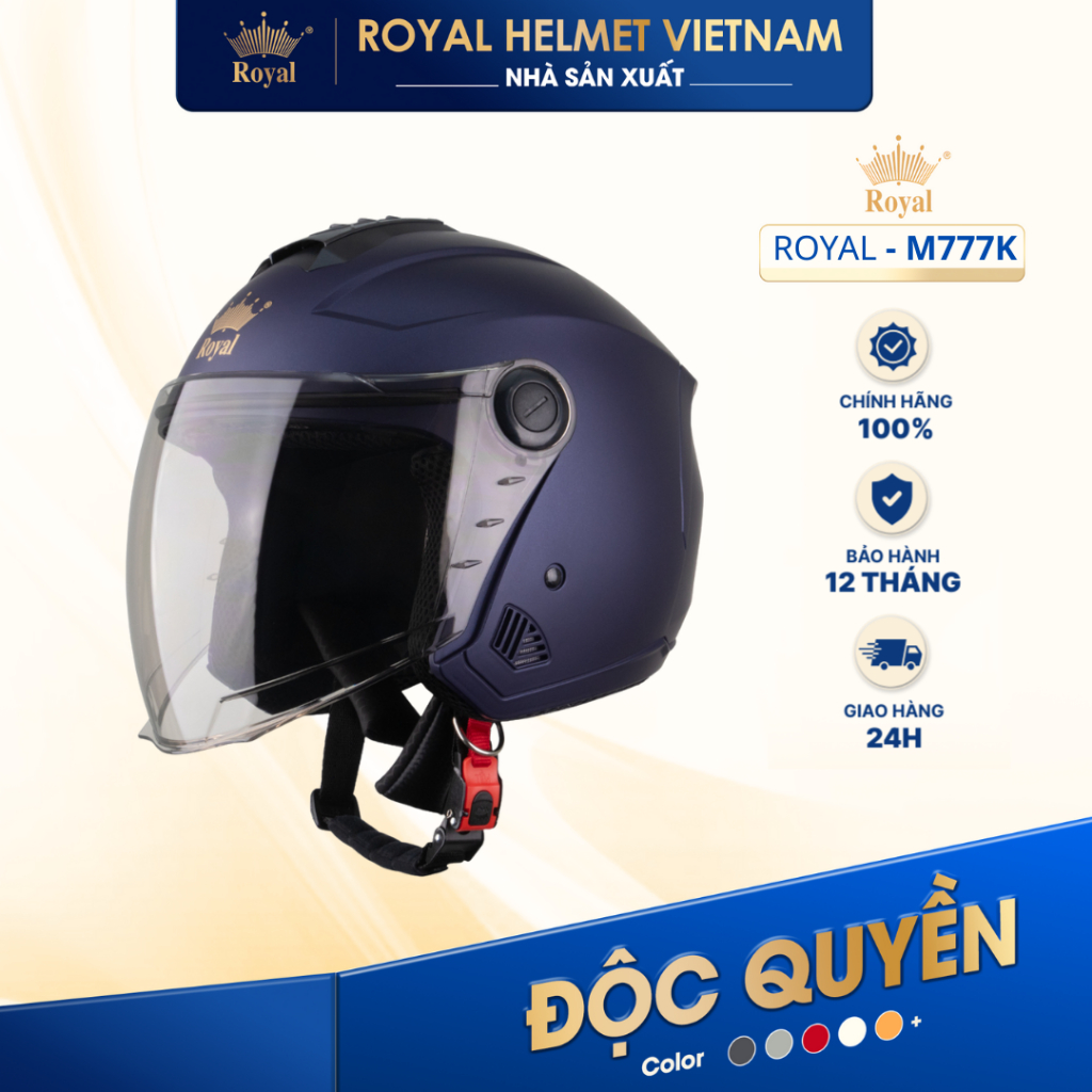 [NHÀ SẢN XUẤT] [MỰC] Mũ Bảo Hiểm 3/4 Có Kính Royal M777K Chính Hãng, Nón Bảo Hiểm Cho Nam Nữ Đi Xe M