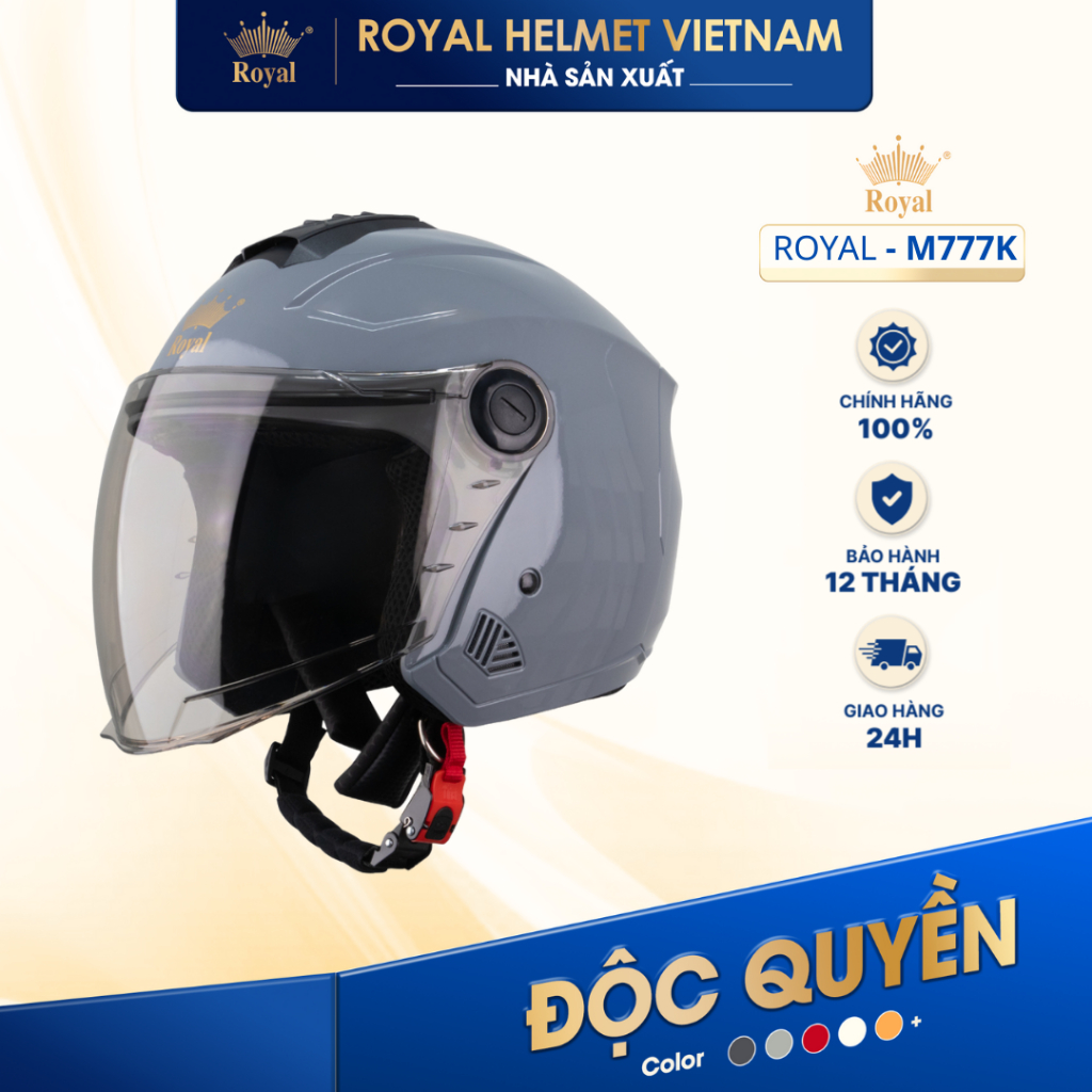 [NHÀ SẢN XUẤT] Mũ Bảo Hiểm 3/4 Có Kính Royal M777K Chính Hãng, Nón Bảo Hiểm Cho Nam Nữ Đi Xe Máy