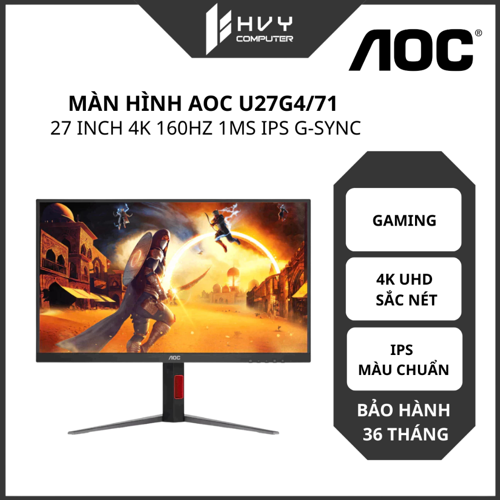 Màn hình Gaming AOC U27G4/71 27 inch 4K 160Hz 1ms IPS G-Sync - Bảo hành chính hãng 36 tháng