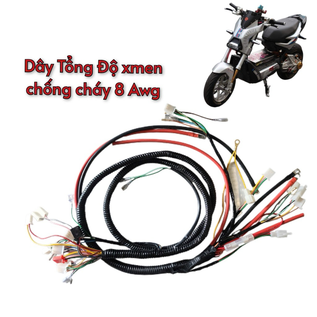 Dây Điện Tổng Xe Xmen Độ Dây 8AWG Cho IC Công Suất Lớn Đổi Nguồn Sau (cắm ic votol như zin)
