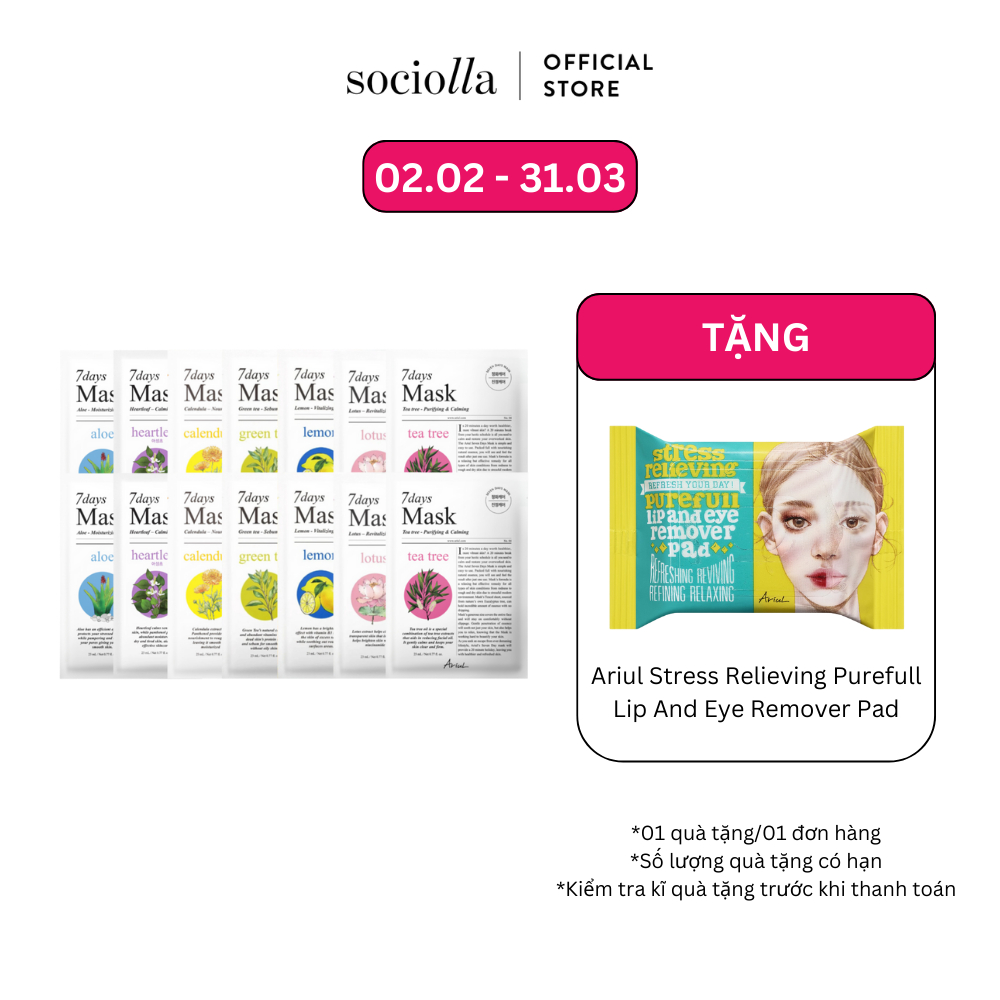 Combo 14 Mặt Nạ Căng Mướt Da Ariul Mask 7days Mix (New)