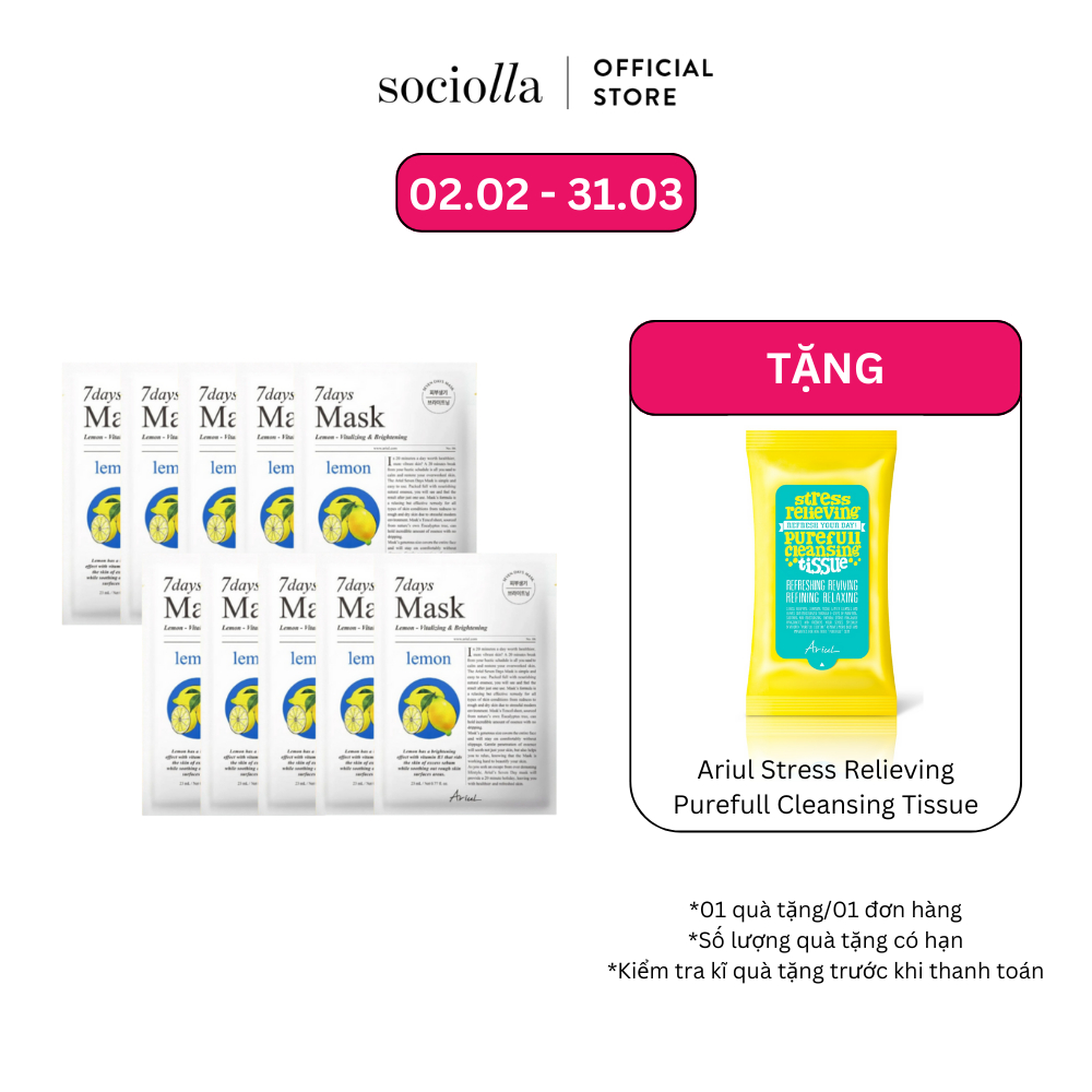 Combo Mặt Nạ Chanh Vàng Ariul 7 Days Mask Lemon C 23ml