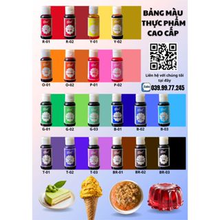 20 Màu Thực Phẩm Tiến Phát TND làm bánh kem, rau câu, xôi, kem cây, mứt 45-140 gram