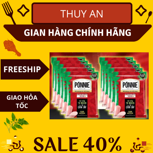 COMBO 10 GÓI XÚC XÍCH DINH DƯỠNG PONNIE HEO 19G-Xúc xích dinh dưỡng PONNIE thịt heo gói 95g (5 cây x