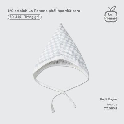 Mũ sơ sinh La Pomme phối họa tiết caro - Sợi Petit Soyeu thoáng mát – Bé trai