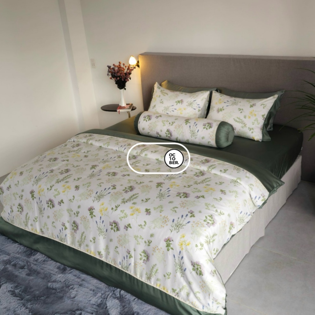 (08 MẪU SALE HOT) Bộ Chăn Ga Gối 5 món vải HỌA TIẾT VẼ 1m6 đến 1m8 Tencel 60s phân phối bởi OCTOBER 