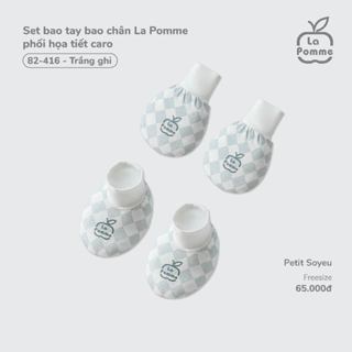 Set bao tay bao chân La Pomme phối họa tiết caro - Sợi Petit Soyeu thoáng mát – Bé trai