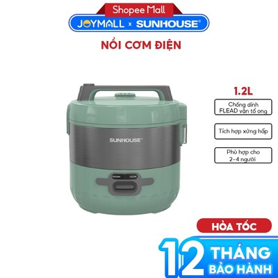 Nồi Cơm Điện Sunhouse SHD8221 1.2L - 1.8L, Hàng Chính Hãng, Kèm Xửng Hấp, Lòng Nồi 3 Lớp - JoyMall