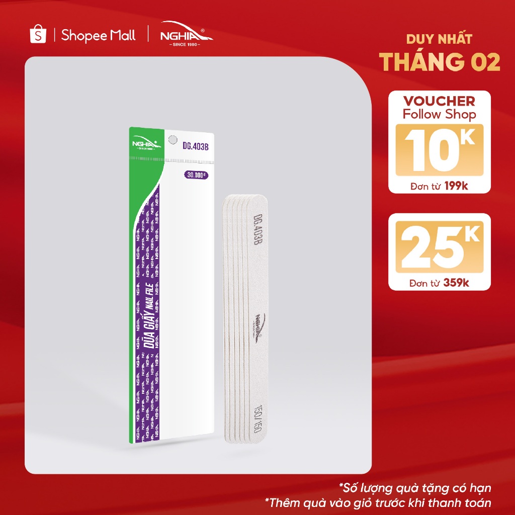 Dũa Giấy Vỉ Nhựa Cao Cấp Giũa Gọn Móng Tay KỀM NGHĨA DG.403B Trắng (6 chiếc/vỉ)