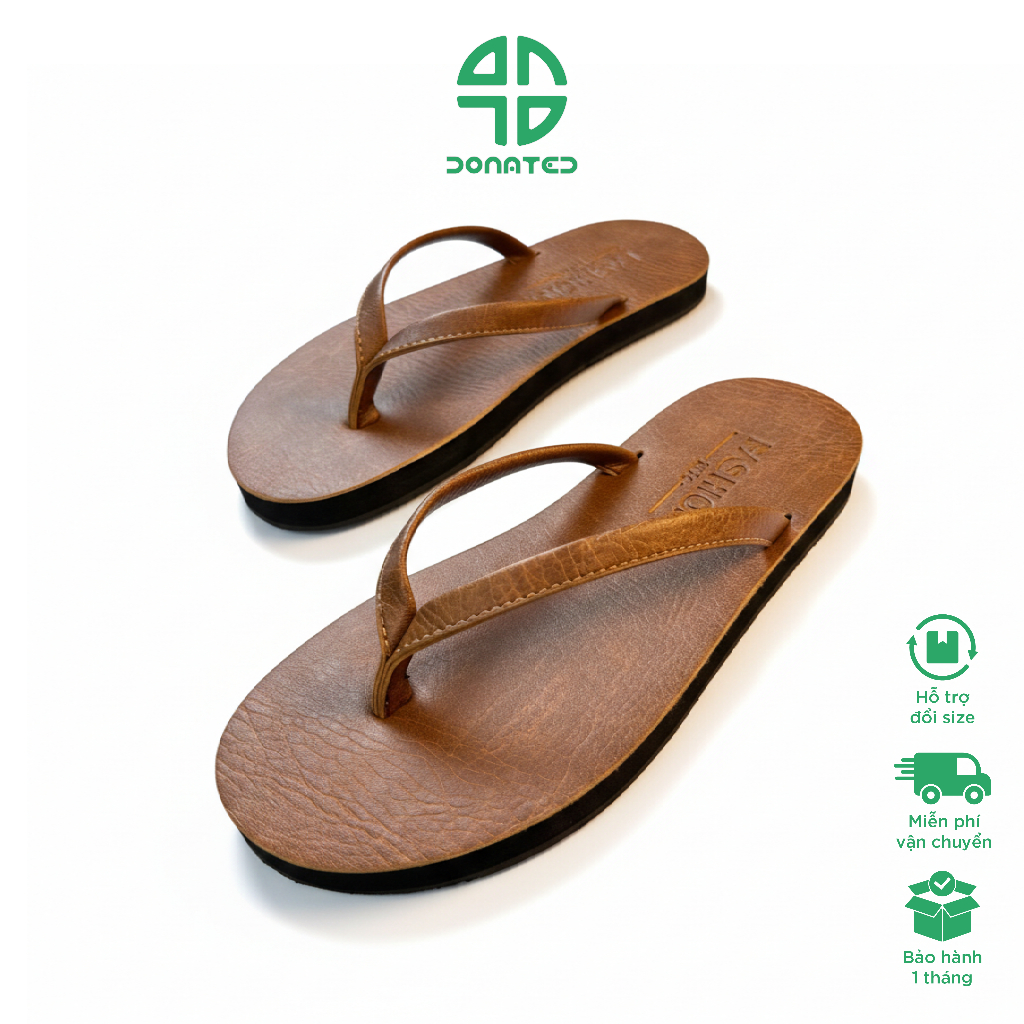 [1 ] Dép Tông, Dép Xỏ Ngón, Dép Da Nam Quai Da Cao Cấp Đế Bằng Cao Su [ 1 ]