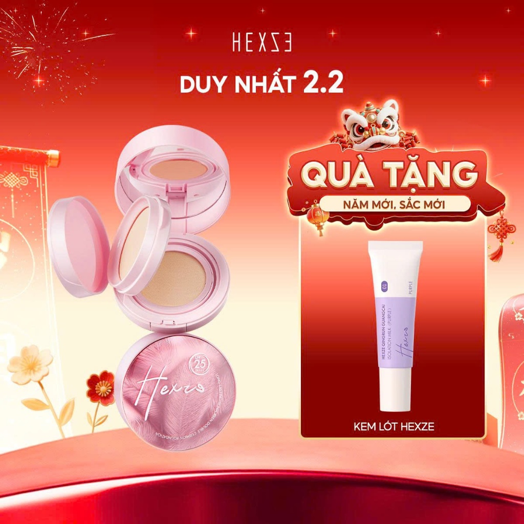 [LIVESTREAM] Cushion chống nắng kèm phấn phủ 2 in1 HEXZE Spf25 PA+++, nâng tone tự nhiên cố định lớp