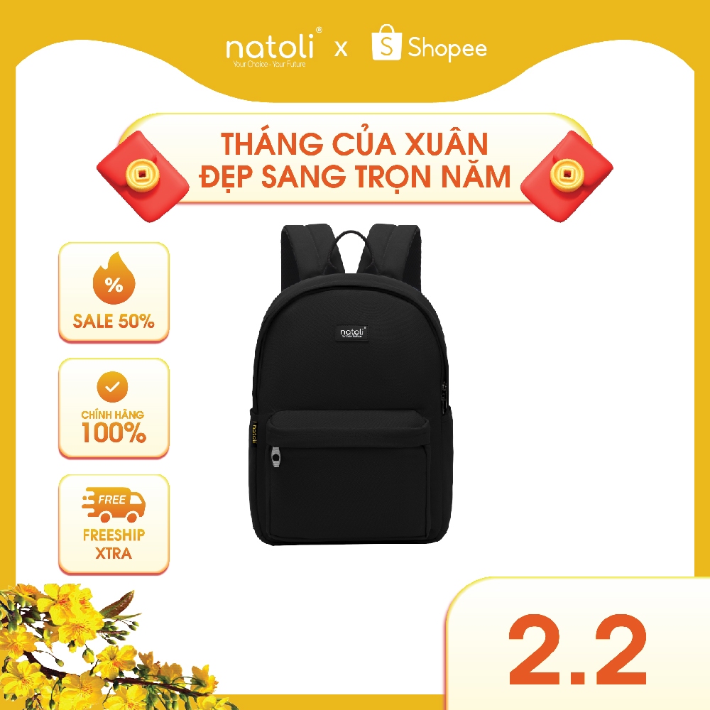 Balo đi học nam nữ thương hiệu NATOLI nhiều ngăn chống nước tốt - Basic Backpack B2