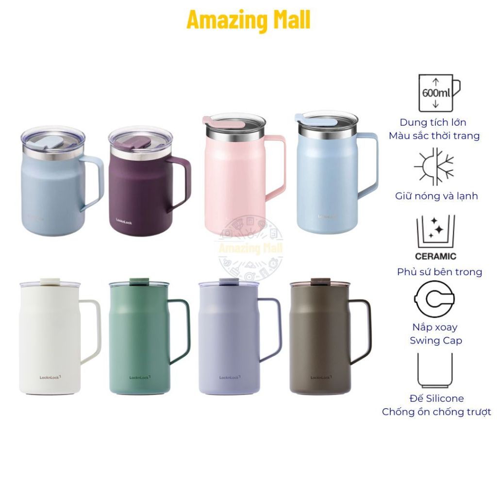 Ly giữ nhiệt Lock&Lock Metro Mug Ruột phủ sứ LHC4282 ruột inox LHC4219 LHC4319 Amazing Mall