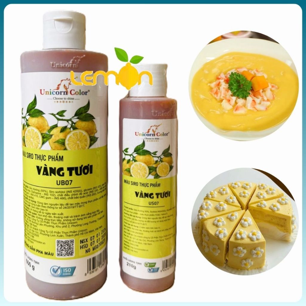 Màu thực phẩm Vàng Tươi không đắng tạo màu cho gà ủ muối, bánh kem, bánh ngọt, nước uống