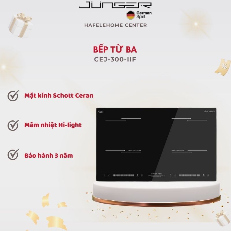 Bếp Điện Từ Ba JUNGER CEJ-300-IIF – Kính Chịu Nhiệt Inverter Bền Bỉ