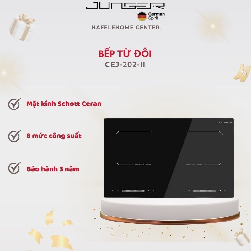 Bếp Điện Từ Đôi JUNGER CEJ-202-II – 2 Vùng Nấu An Toàn Tiết Kiệm Điện